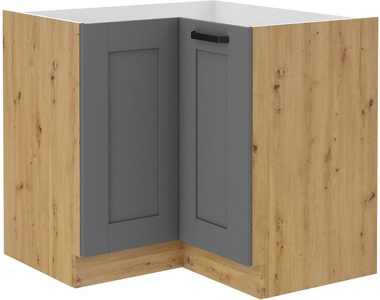 Rohová dolná kuchynská skrinka Lucid 90x90 DN 2F BB (korpus: dub artisan + front: mdf dustgrey)