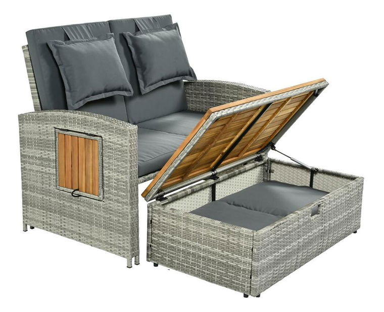 Vrtna sofa Mory (siva + prirodna)