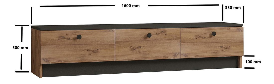 TV stolík/skrinka Vusato (čierna + dub zafírový) 