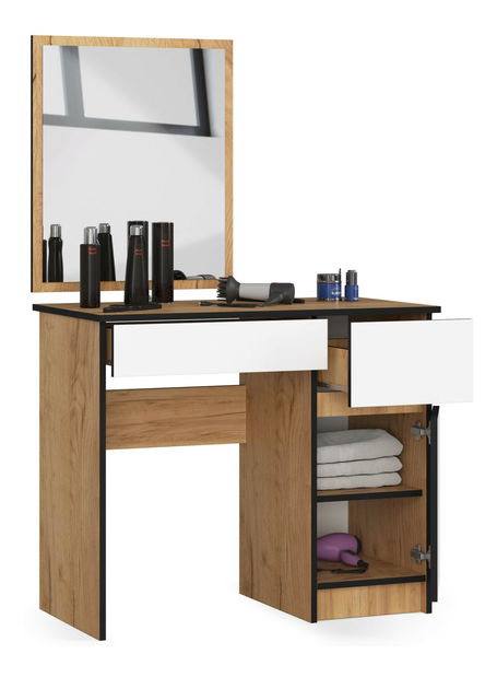 Toaletni stolić Pritha (hrast craft + bijela)