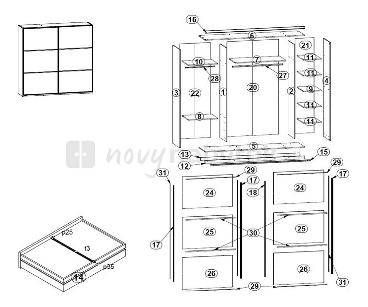 Šatníková skriňa BRW CREATIO SZF/22/25