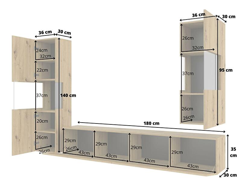 Mobilier living Avernic Typ 10 (negru + Stejar artisan)