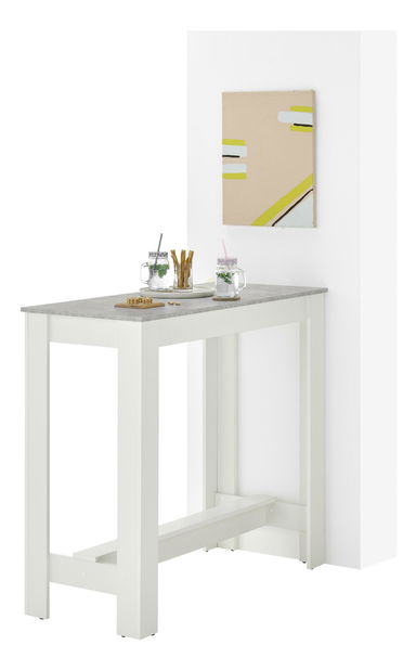 Barový stolík Matioso 2 (betón svetlý + biela)