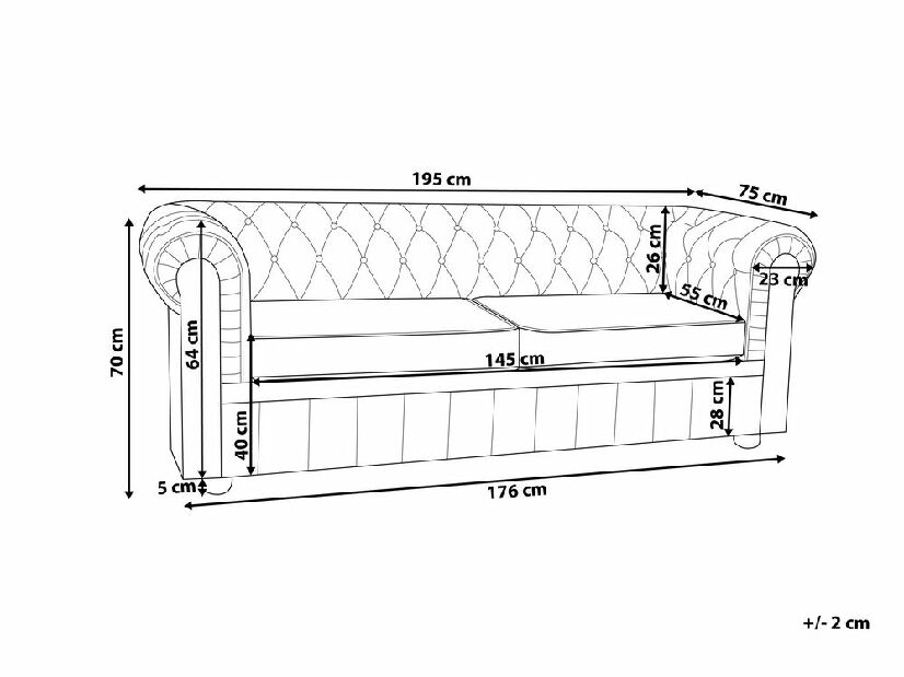 Kožna sofa trosjed Chichester (smeđa)