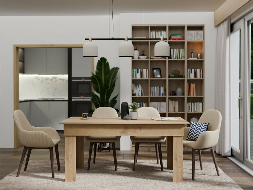 Masă de sufragerie Mostrarse 1 (stejar artisan) (pentru 6 persoane)