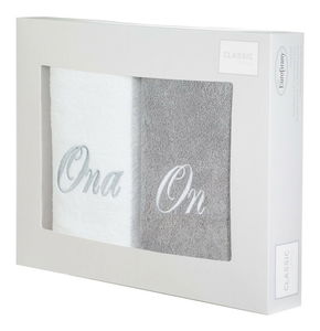 Set ručnika 50x90 cm Couple (bijela + siva)