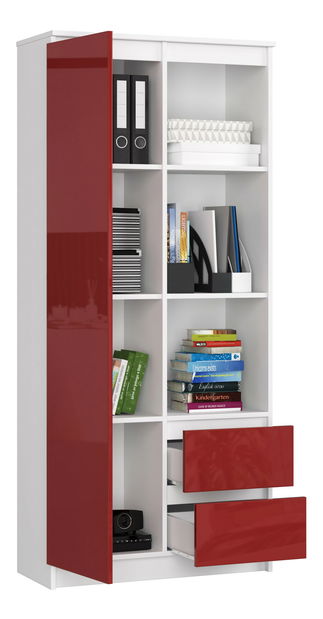 Regál Rehana (biela + červený lesk)