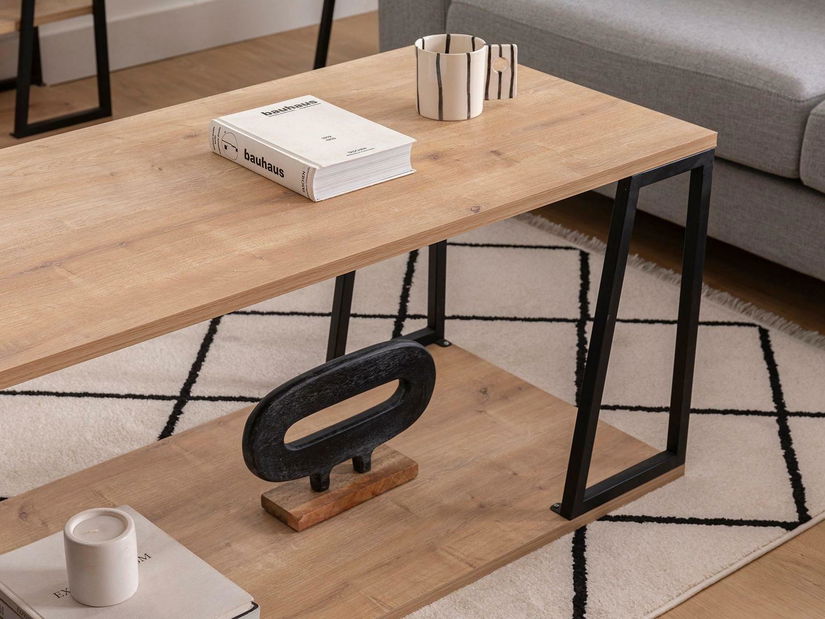 Măsuță de cafea Nidupe 2 (stejar zafir + negru) 