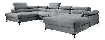 U alakú sarokkanapé Coly (szürke) (tárolóhellyel) (B)