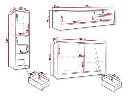 Set mobilier living Mesmana I (Alb) 