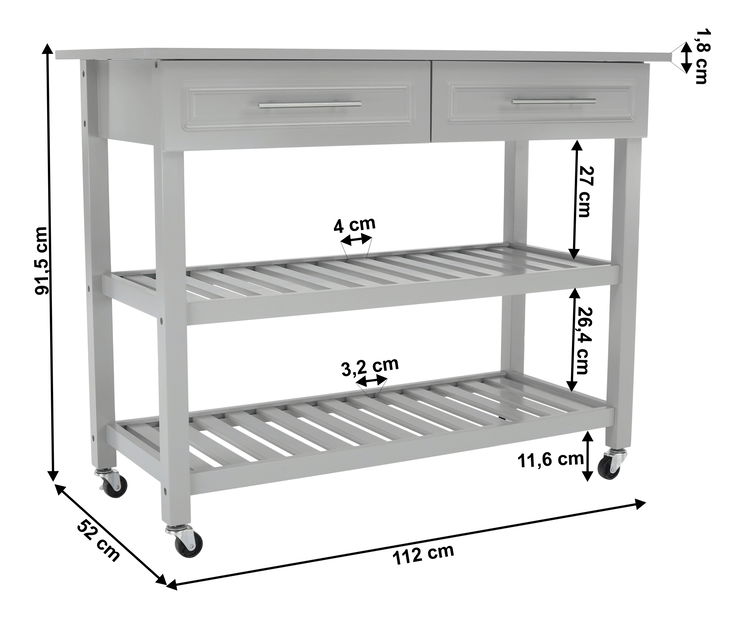 Servírovací vozík Macsen (svetlosivá)