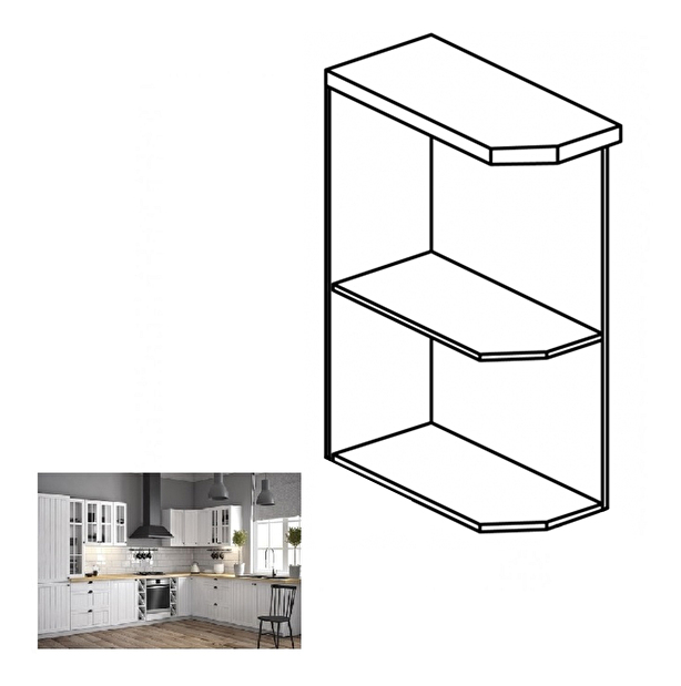 Alsó konyhaszekrény polcokkal D25PZ Provense (fehér) (B)