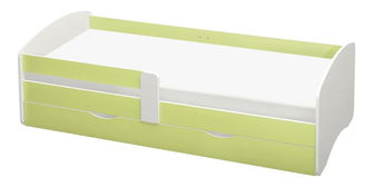 Jednolôžková posteľ 90 cm Carecen (zelená + biela) (s roštom) (s úl. priestorom)