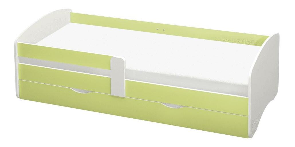 Pat de o persoană 90 cm Carecen (verde + alb) (cu somieră) (cu sp. depozitare)