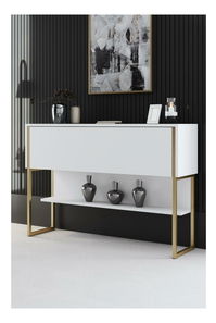 Konzolový stolík Luna 4 (zlatá + biela) 