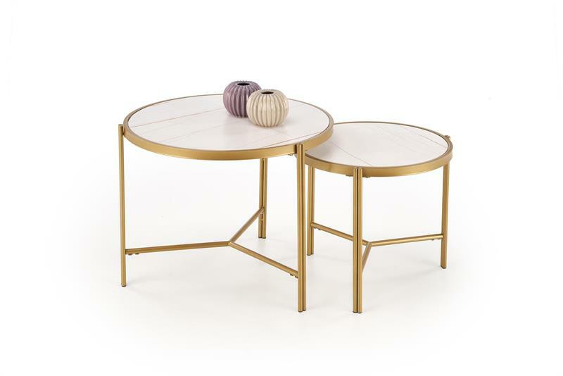 Dohányzóasztal szett (2 db.) Fantoma (fehér márvány + arany)