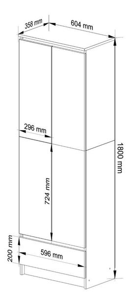 Dulap cu rafturi Renzo (alb + alb lucios)