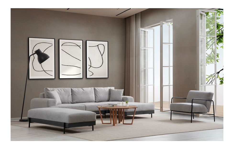 Rohová sedačka Etorella (P) (sivá + čierna)