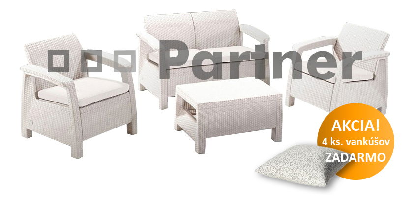 Záhradný nábytok Corfu biela 1+2+1 (um. ratan) *vankúše ZADARMO