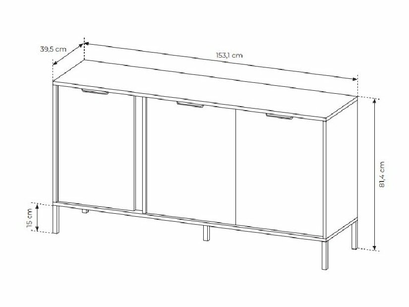 Komoda Lyran 3D (antracit + zlatá)