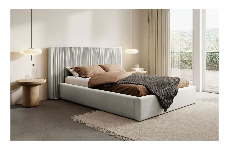 Franciaágy 140 cm Thala 140 (ágyráccsal) (tárolóhellyel) (gyöngy + fekete)