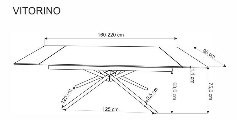 Étkezőasztal Victory (fekete márvány + fekete) (6 és több személy számára)