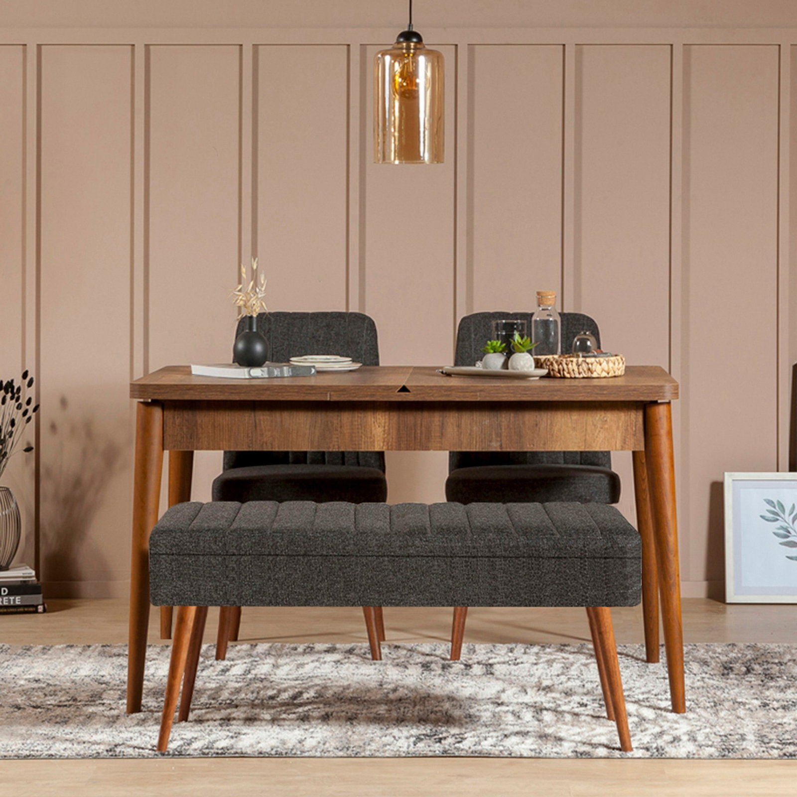 Jedálenský set Vlasta 1 (orech + antracit) (pre 4 osoby)