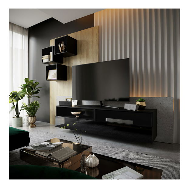 Set za dnevni boravak Berny 25 (crna + crni sjaj)