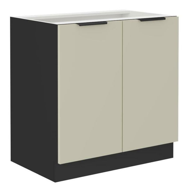 Dolná kuchynská skrinka Arikona 80 D 2F BB (kašmír + čierna) 