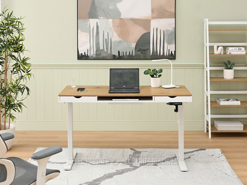 PC asztal Osto 140 (fehér tölgy + fehér)