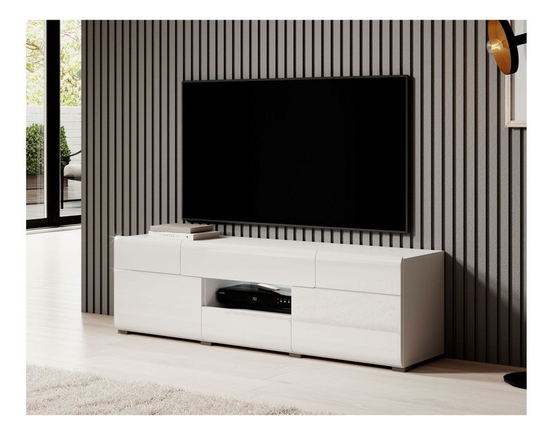 Masă TV Tamie Typ 41 (alb + alb lucios)