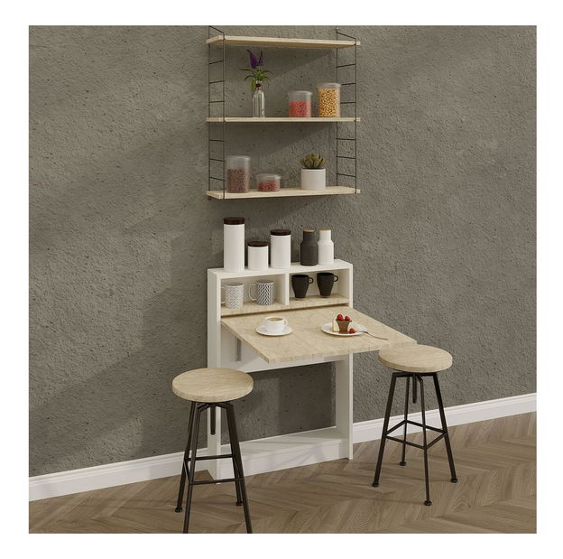 Sklápací jedálenský stôl Brackie (pre 2 osoby) (travertín)