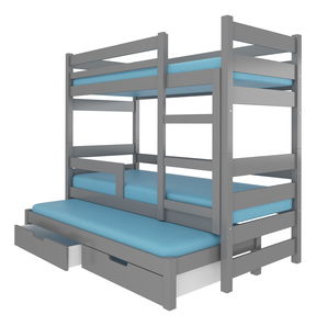 Poschodová detská posteľ 180x75 cm Karin (s roštom a matracom) (sivá)