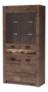 Vitrină Indie 03 (cu iluminat LED) (Arin închis)