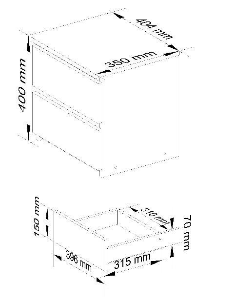 Noptieră Cleania CL2 (alb + gri)