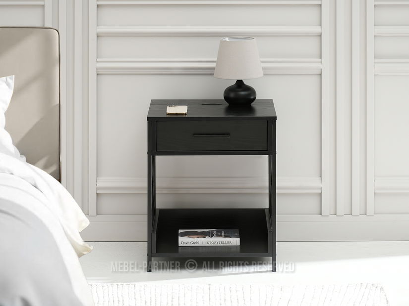 Noćni ormarić Torry (crno drvo + crna)