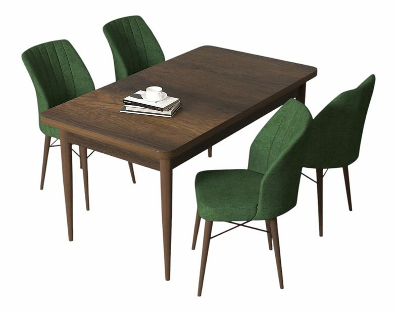 Jedálenský set Arpo (orech barokový + zelená) (pre 4 osoby)