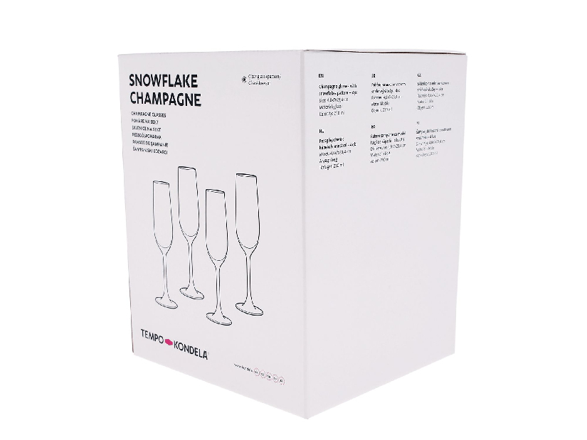 Set de 4 pahare de șampanie cu cristale 230ml Snouflek 