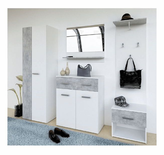 Ansamblu pentru hol Simmo (alb + beton)