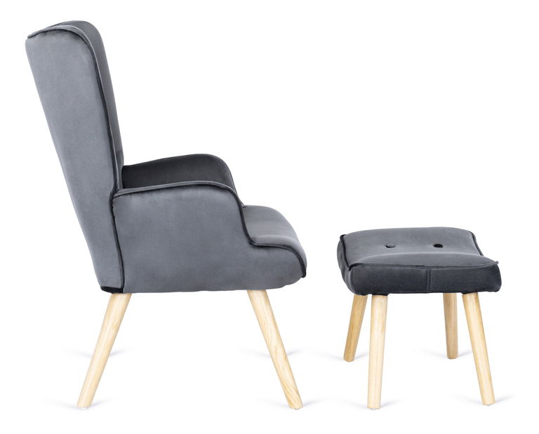 Fotoliu cu suport picioare Lombardi (gri) 