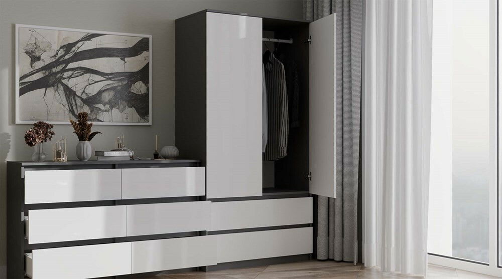 Dulap de haine Musecalo 1 (antracit + alb)