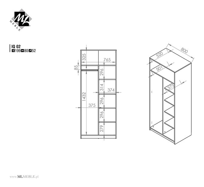 Šatníková skriňa Korte 02 (morská)