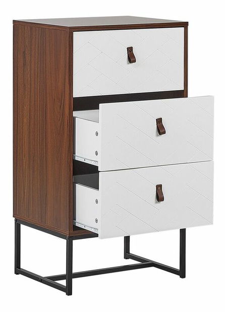 Komoda NAVVEA (tmavé drevo + biela)