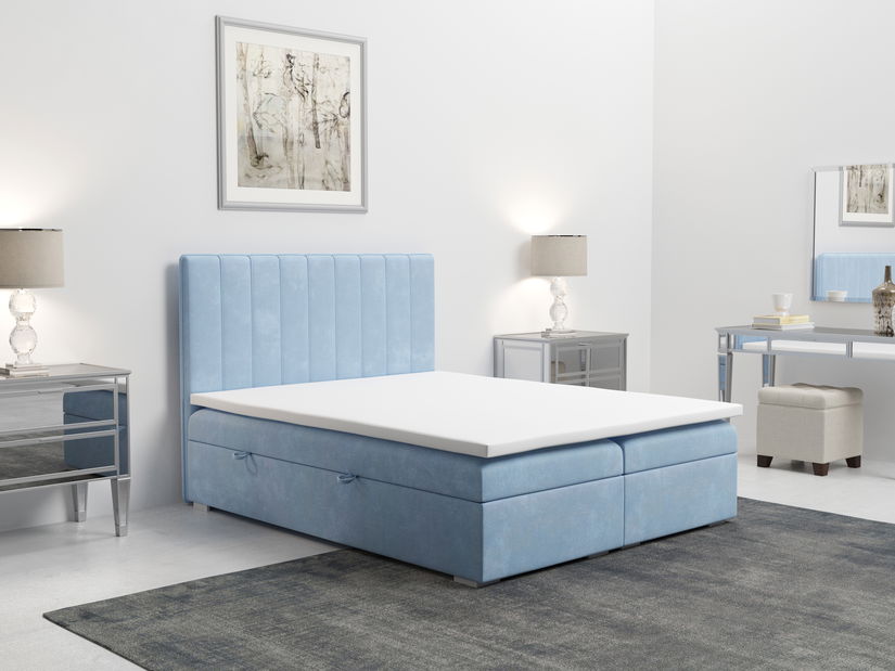 Manželská posteľ Boxspring 160 cm Ranaly (modrá) (s úložným priestorom)
