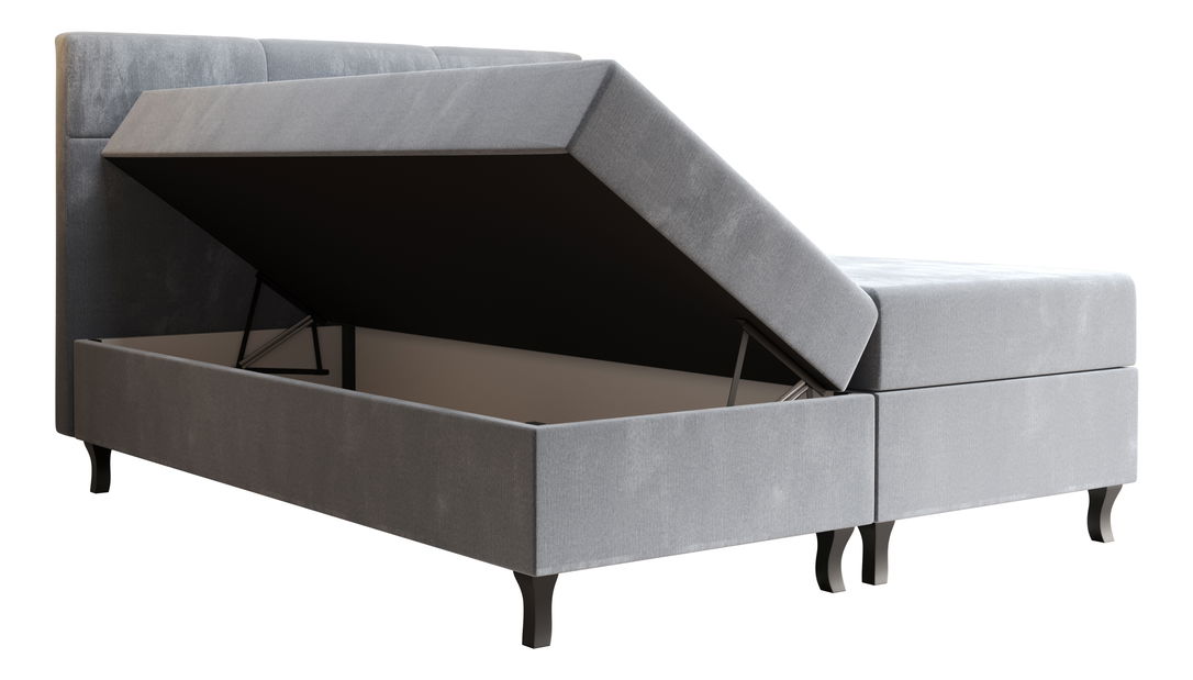Manželská posteľ Boxspring 140 cm Lumba Comfort (čierna) (s matracom a úložným priestorom)