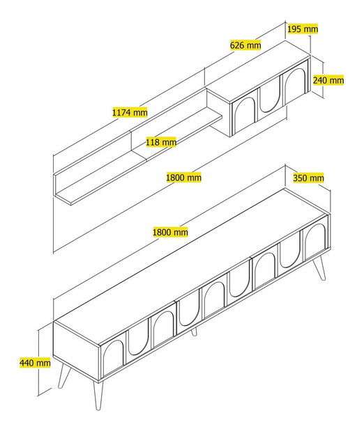 Mobilier living Bipemu 4 (alb + nuc)