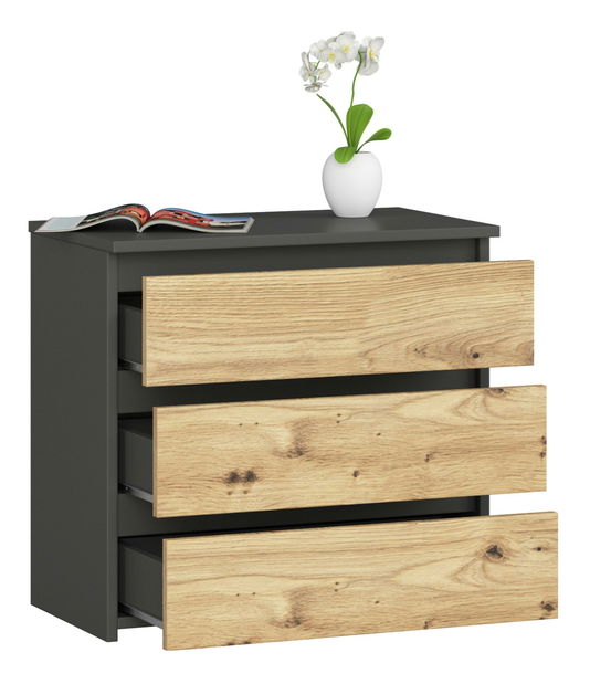 Komoda Cleania CL3 (sivi grafit + hrast artisan)