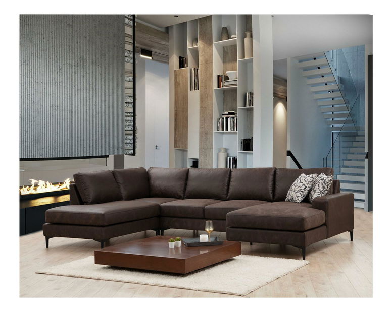 Kutna garnitura U Portobeno 2 (smeđa + crna)