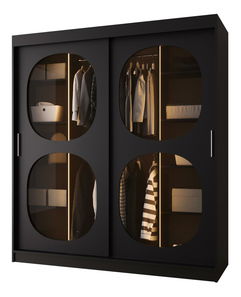 Ruhásszekrény 180 cm Boomer 2 (fekete) (világítással)