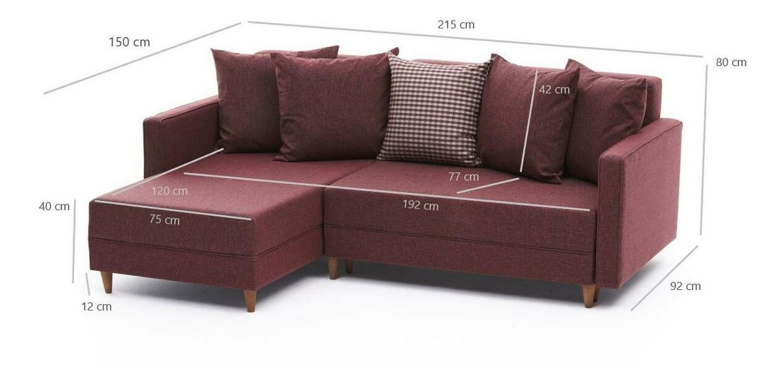 Rohová sedačka Adam (L) (červená)